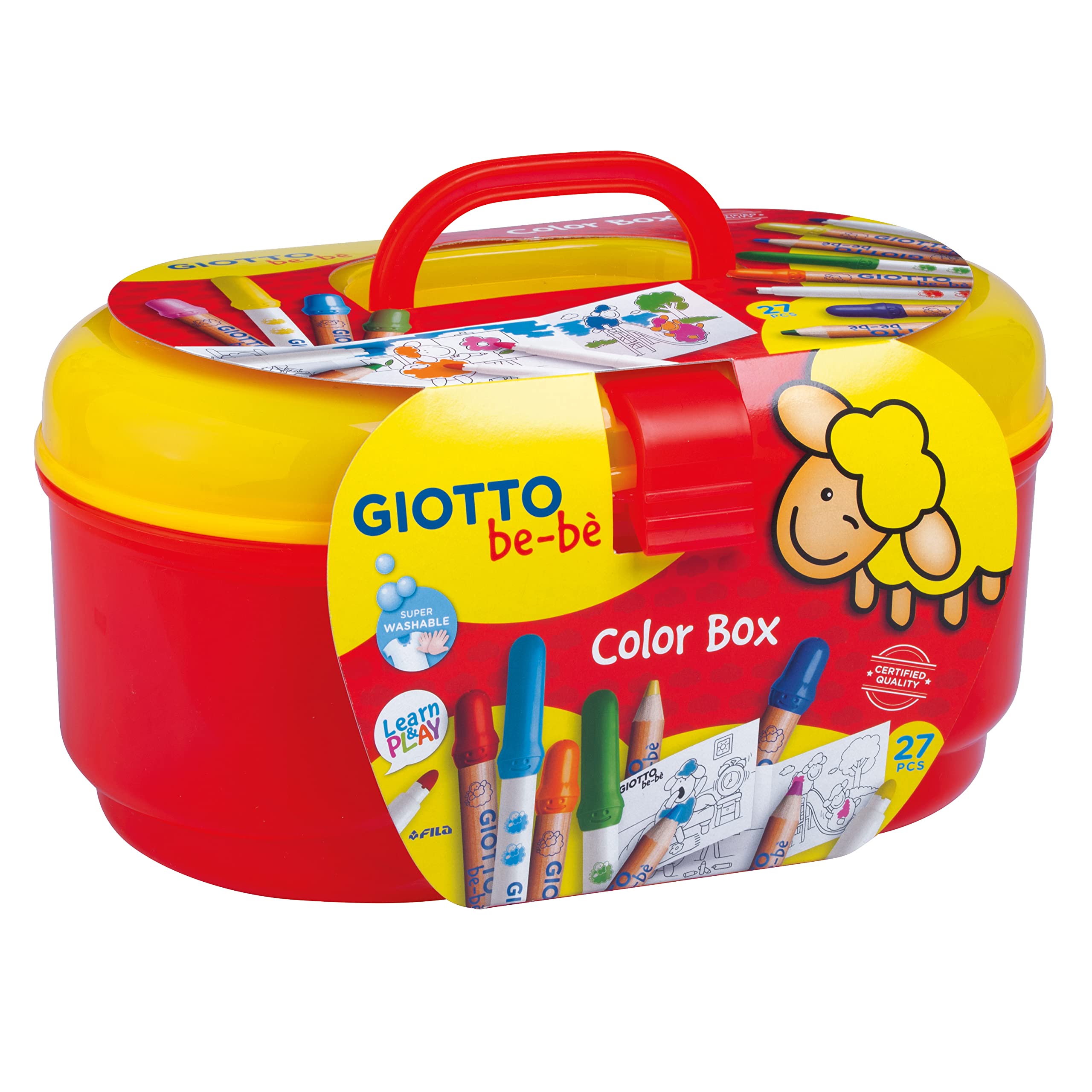 GIOTTO be-bè Large Colour Box for Young Children, 27 Pieces, Pencils/Felt-Tip Pens, Assorted Colours, Colouring Pack, For Home and Schools — image 1