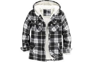 JACKETOWN Mens Flannel Hoodies Plaid Hoodies Winter Zip Up Fleece Jacket Sherpa Fleece Lined Warm Flannel Jacket Coat