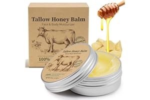 Tallow Honey Balm |Grass-Fed Beef Tallow, Raw Honey & Beeswax | Multi-Purpose Moisturizer for Face & Body | Nourishing Dry Sk