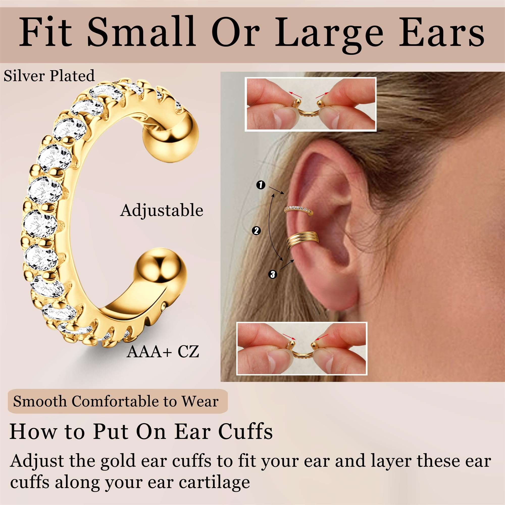 LOLIAS 𝐄𝐚𝐫 𝐂𝐮𝐟𝐟 𝐄𝐚𝐫𝐫𝐢𝐧𝐠𝐬 for Women Non Piercing Gold Plated Ear Cuffs 𝟏𝟒𝐊 𝐆𝐨𝐥𝐝 𝐏𝐥𝐚𝐭𝐞𝐝 Ear Cuff for Non Pierced Ears Clip on Cartilage Earring 𝐅𝐚𝐤𝐞 𝐄𝐚𝐫𝐫𝐢𝐧𝐠𝐬 Lightweight