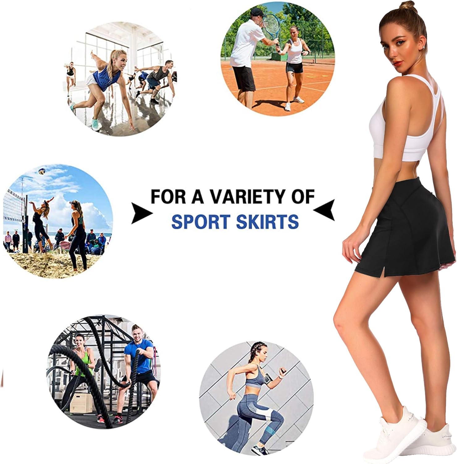 ADOME Women's Athletic Skort Tennis Skirt with Pockets Shorts Active Golf Running Workout Sports: Clothing
