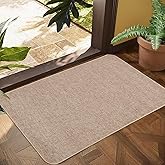 LYGLIGH Indoor Door Mat, 1/10 in Ultra Thin Door Mat, Non-Slip Natural Rubber Backing Inside Doormat, Washable, Low-Profile Entrayway Mats, Durable Dirt Trapper for Various Entrance, 30''X17'' Khaki