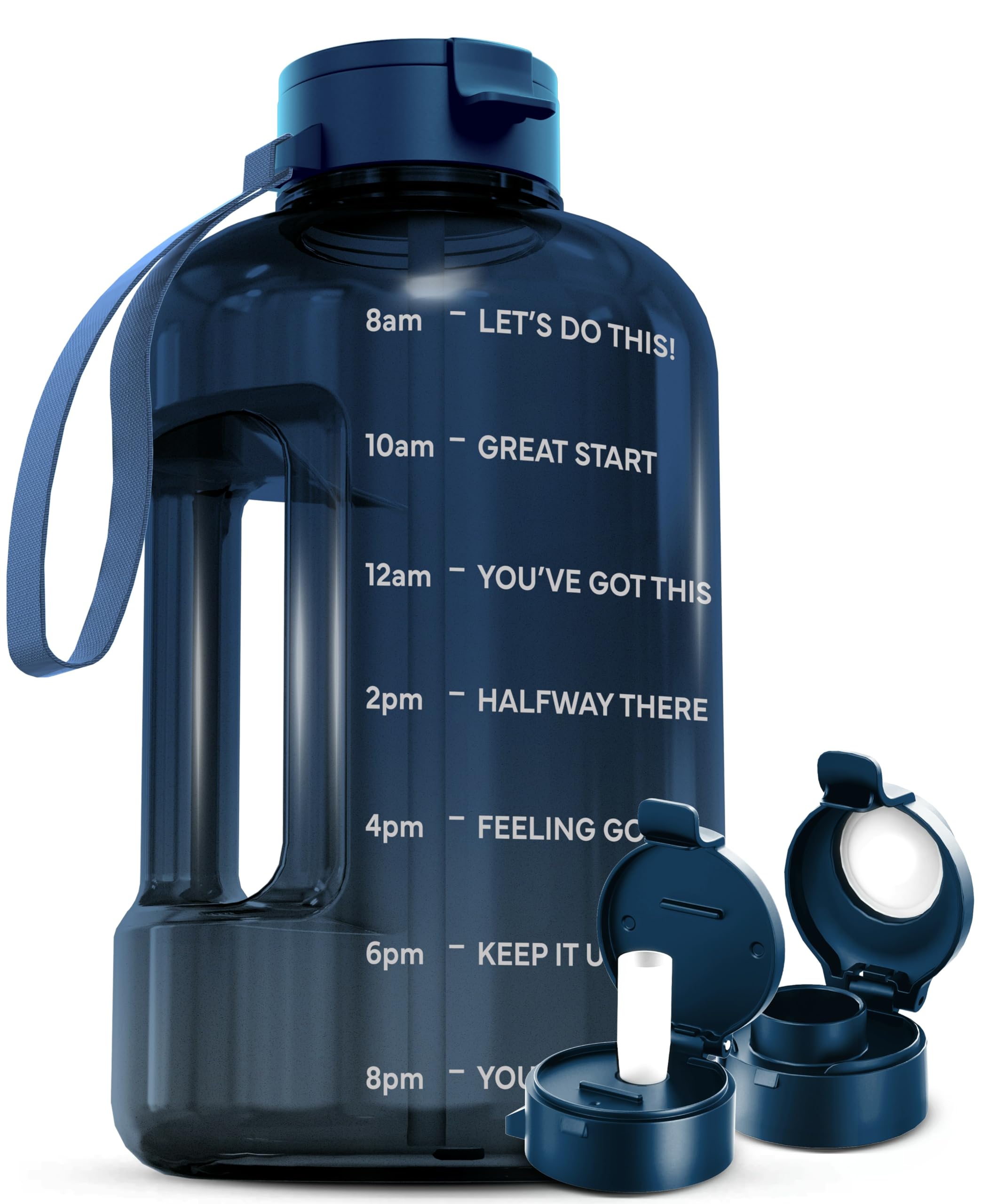 Photo 1 of AQUAFIT 128 oz Water Bottle with Time Marker - Straw & Chug Lid - BPA Free 1 Gallon Gym Water Bottle with Handle - Big Gallon Jug (Nebula, 128 Ounces)
