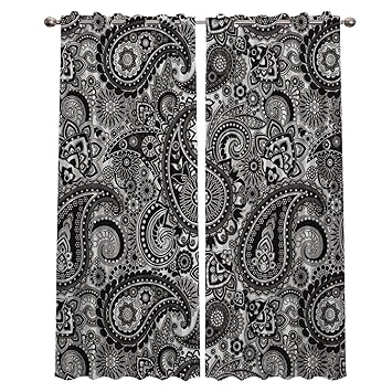 Buy Our Wings Blackout Curtains For Bedroom Black And White Paisley Printed Window Drapes With Sliver Grommet For Living Room Family Room Set Of 2 Panels 40 X84 Online At Low Prices In