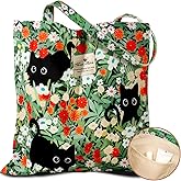 Miss Adola Aesthetic Cotton Tote Bag for Women - Reusable Shoulder Bag with Buckle Fabric Bag for Gym, Travel, Work