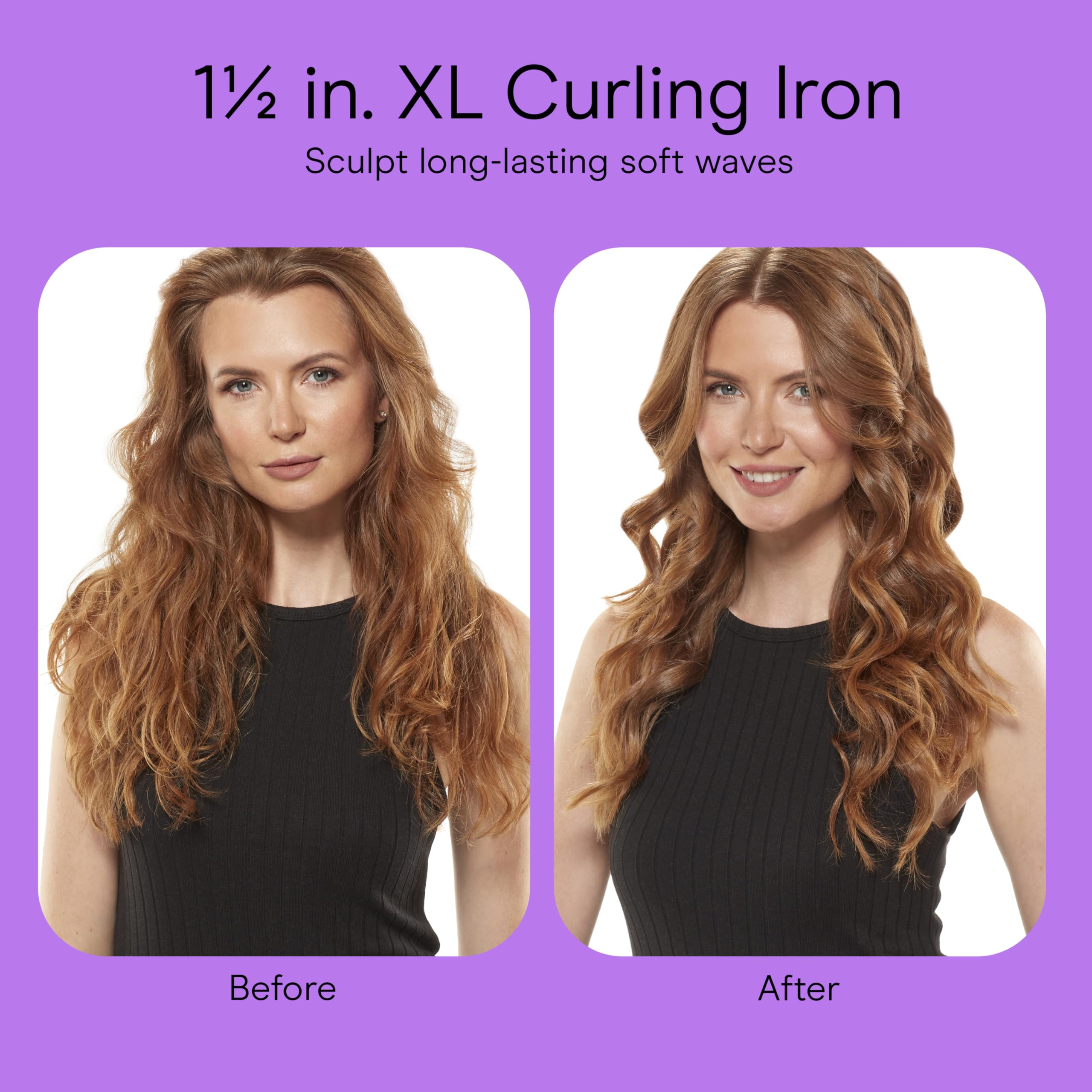 Conair Double Ceramic 1 ½-Inch Long Barrel Curling Iron, 1 ½-Inch Barrel Creates Soft Waves, Hair Waver for Use on Medium & Long Hair, White/Rose Gold