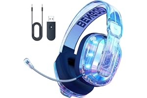 BENGOO TA86 Wireless Gaming Headset for PC, PS5, PS4, Switch, Mac, 2.4GHz USB Over Ear Gaming Headphones with Crystal RGB Lights, Bluetooth 5.3, Noise Isolating Microphone, 3.5mm Wired for Xbox