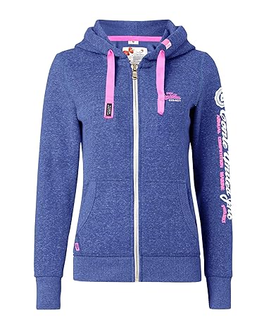 M.Conte Damen Sweatshirt Kapuzenjacke Hooded Sweater Sweat-Shirt-Jacke S M L XL Weiss Marine Blau Grau Melange Schwarz Pink K