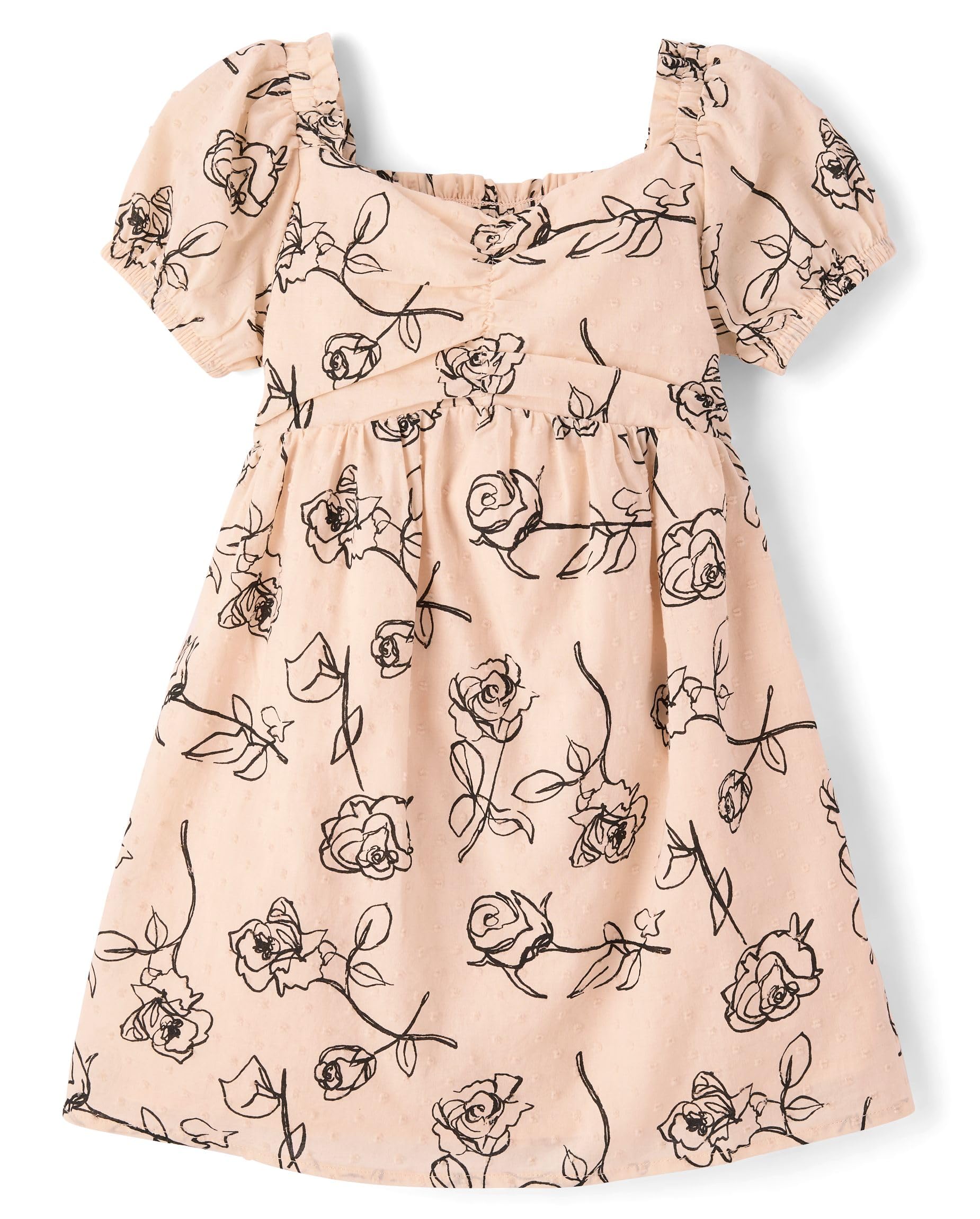 Gymboree,Girls,and Toddler Short Sleeve Tiered Dresses,Peach Floral,12