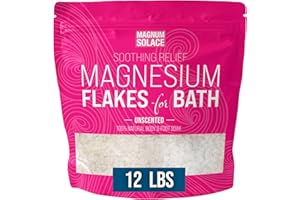 MAGNUM SOLACE Magnesium Flakes for Bath - Magnesium Chloride Flakes Organic Pure - Unscented, 12 LBS