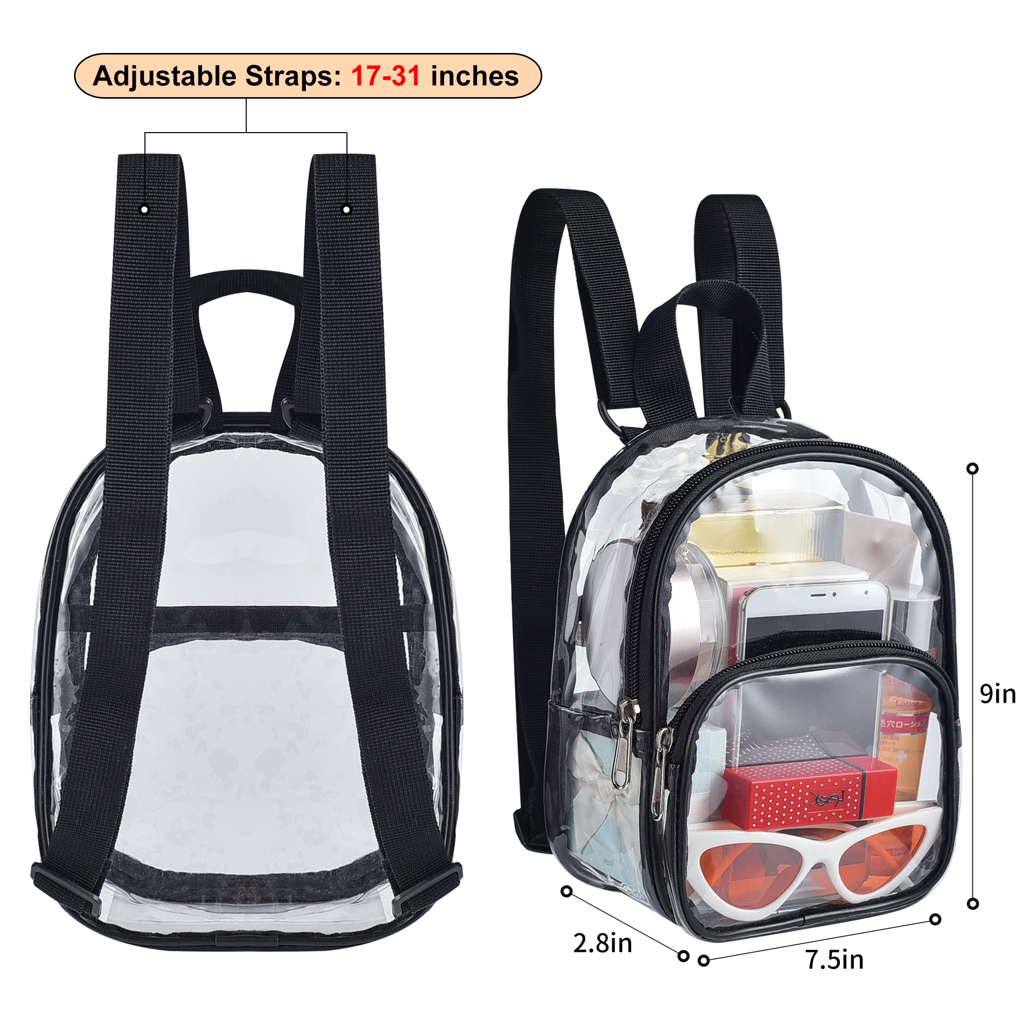 USPECLARE Clear Mini Backpack Stadium Approved for Little Boys & Girls, Transparent Backpack for Concert, Festival, Sport Events