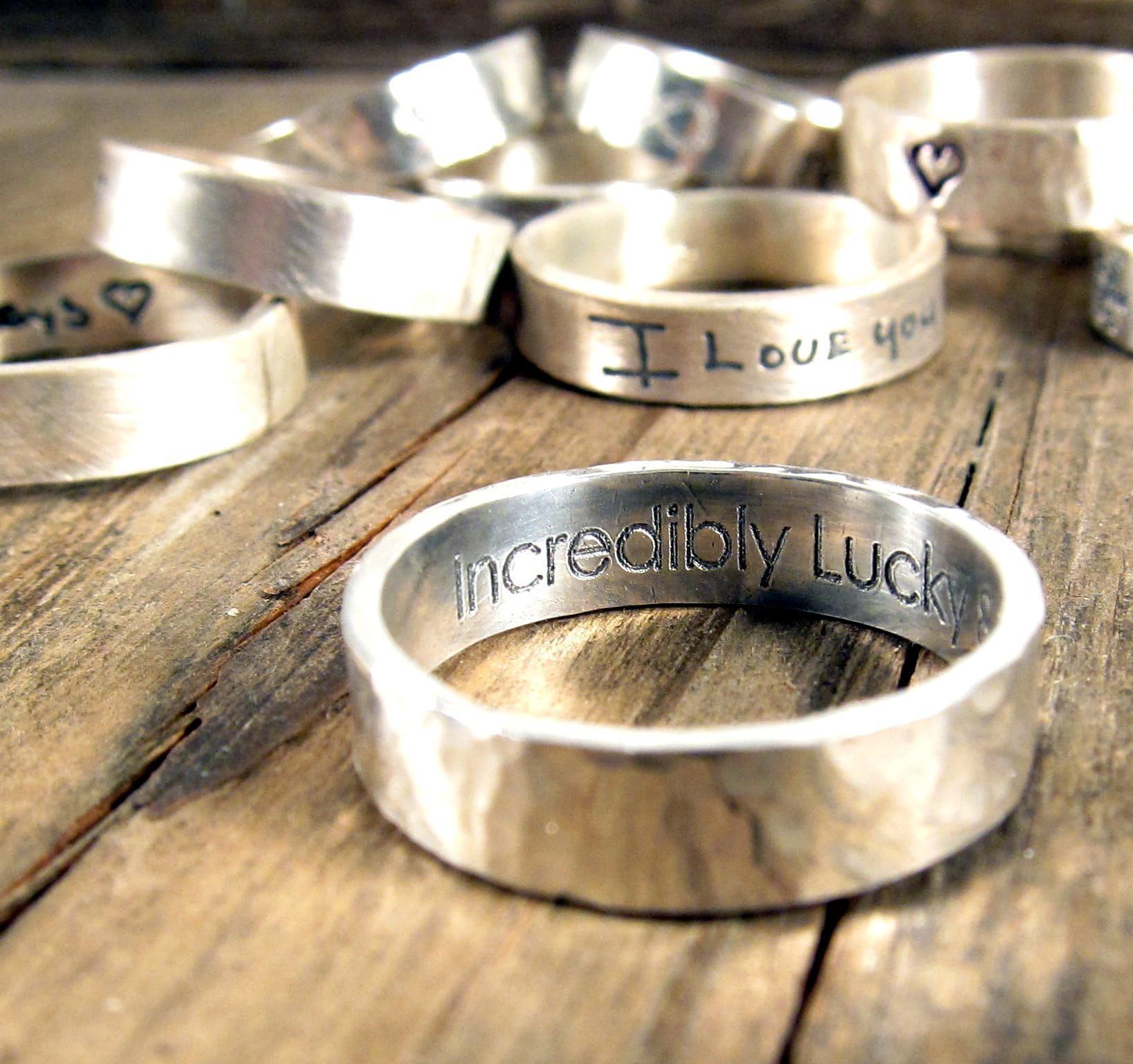 Personalized Silver Ring - Personalized Jewelry - Engraved Wedding Band