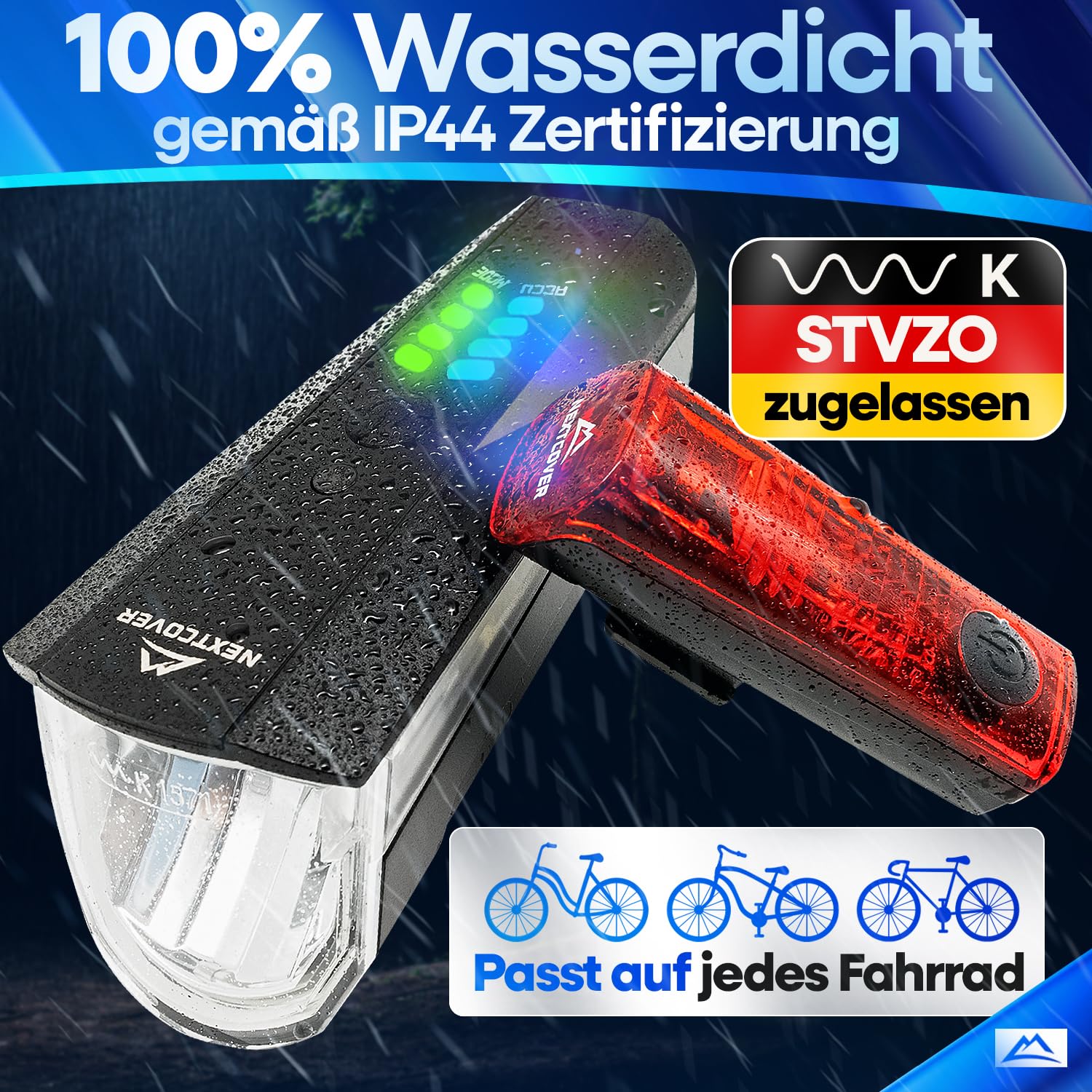 NEXTCOVER® Fahrradlicht Set - Das Original - mit [LightSense] Sensor & 11h Akkulaufzeit I USB aufladbar & wasserdicht I LED Fahrrad Licht vorne I Fahrradlampe & Fahrrad Rücklicht, Fahrradbeleuchtung 4