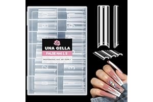 UNA GELLA Nail Tips Square XXL Tips 120 PCS No C Curve Gel Tips Extra Long Square Straight Nails Half Fake Nail Tips No Trace for Acrylic Nails Tips for Home DIY with Box