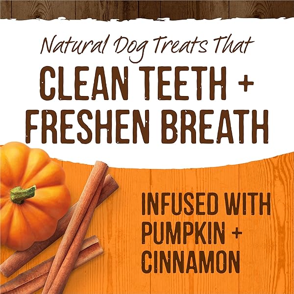 MERRICK FRESH KISSES NATURAL DENTAL CHEWS, TREATS INFUSED WITH PUMPKIN AND CINNAMON FOR MEDIUM DOGS 25-50 LBS – 20 OZ. BAG