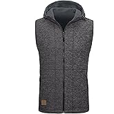 Little Donkey Andy Men's Reversible Fleece Vest Lightweight Warm Sleeveless Jacket with Hood for Hiking Walking Travel