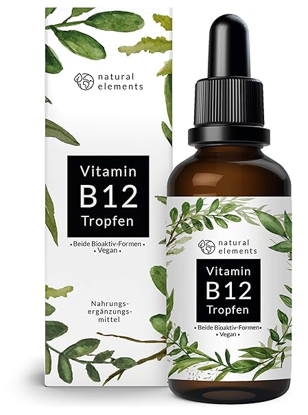 Vitamin B12 Tropfen 1000µg - Einführungspreis - 50ml (1700 Tropfen) - Beide Aktivformen (Methyl- & Adenosylcobalamin) - Vegan