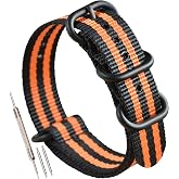 MZBUTIQ Thick Nylon Watch Strap Replacement 4 Rings Long(18 19 20 21 22 23 24 26mm)