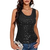 GUANYY Women's Sequin Tops Scoop Neck Sleeveless Glitter Shirts Sparkle Club Party Disco Tank Tops S-XXL