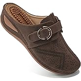 Alicegana Mules for Women Comfort Closed Toe Sandals Summer Slip on Wedge with Adjustable Hook Loop