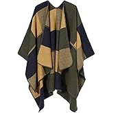 Women Shawl Wrap Poncho Cape Oversized Cardigan Open Front Coat Warm Scarf for Fall Winter