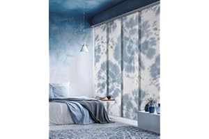 GoDear Design Adjustable Sliding Track Vertical Blinds 45.8"- 86" W x 96" H, Extendable Blinds for Windows, Closet Doors, Trimmable Woven Fabric Panel Curtians, Tie Dye Style Shades, Indigo Blossom