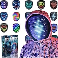 Depointer Life Led Mask with Gesture Sensing, LED Lighted Face Transforming Mask for Costume Cosplay Party Masquerade