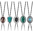 Fansilver 5Pcs Handmade Bolo Tie for Men Western Cowboy Leather Necktie Halloween Costume Accessories for Men Women