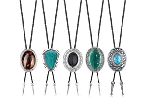 Fansilver 5Pcs Handmade Bolo Tie for Men Western Cowboy Leather Necktie Halloween Costume Accessories for Men Women