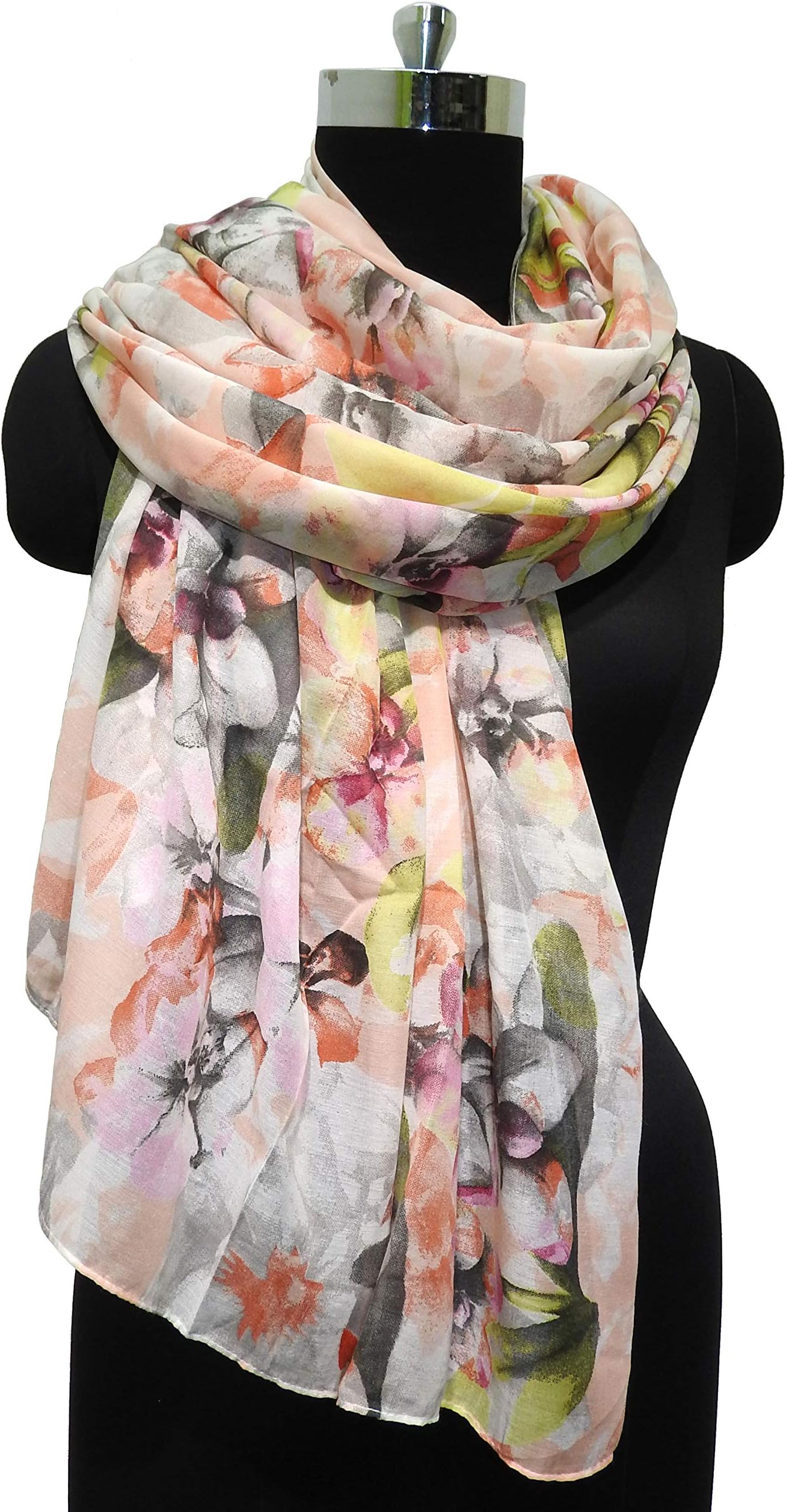 KABILAA Women's Floral Print Scarf (KS11377, Multicolour)
