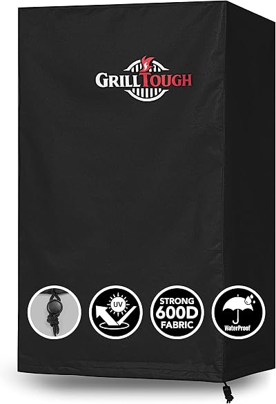 GrillTough Heavy Duty BBQ Smoker Cover Waterproof UV Resistant 58x43x99 cm