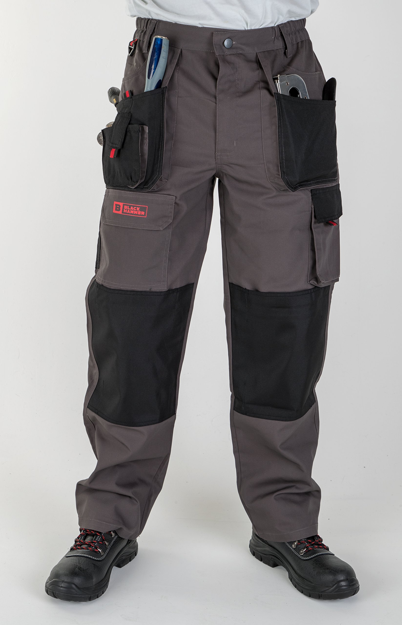 Black Hammer Mens Multi Pocket Cargo Waterproof Combat Work Trousers