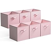 GRANNY SAYS Cube Storage Bins, 11 Inch Storage Cube Organizer, Collapsible Fabric Storage Cubes with Handle, Decorative Cube Storage Organizer for Shelves, Closet, Pink, 6-Pack