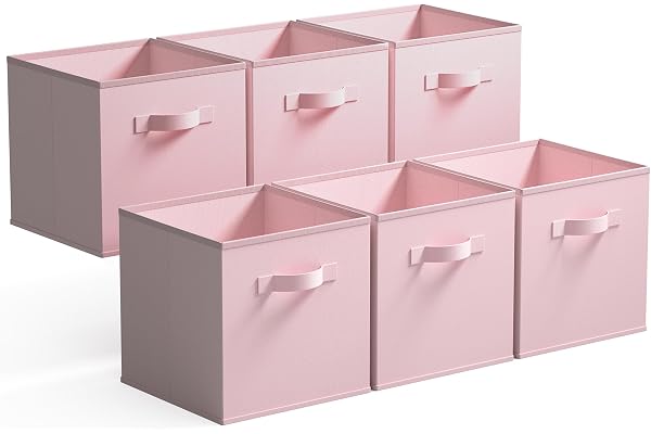 GRANNY SAYS Cube Storage Bins, Pack of 6 Fabric Storage Cubes 13 x 13, Foldable Square Storage Boxes for Shelves, Cube de Ran