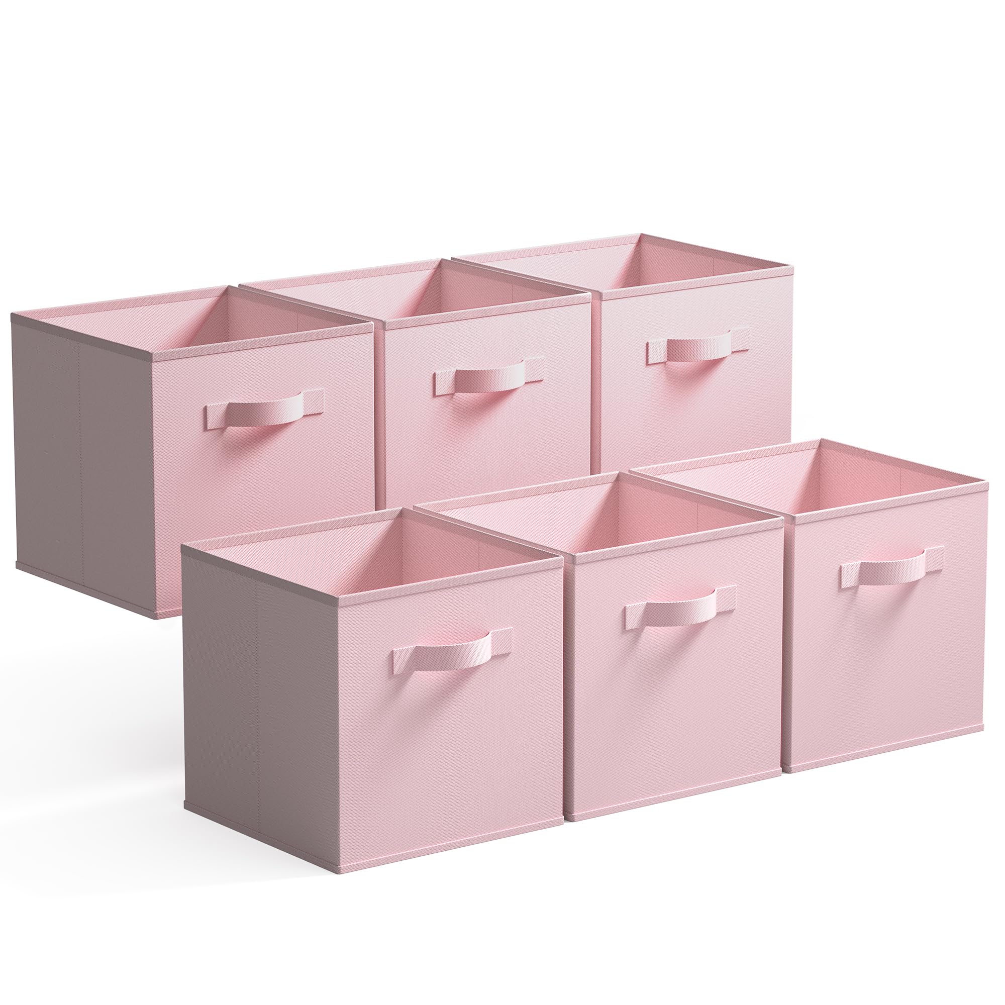 Photo 1 of GRANNY SAYS Cube Storage Bins, 11 Inch Storage Cube Organizer, Collapsible Fabric Storage Cubes with Handle, Decorative Cube Storage Organizer for Shelves, Closet, Pink, 6-Pack