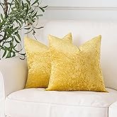 NiNi ALL Velour Throw Pillow Covers Gold 18x18 Inch Pack of 2 Decorative Luxurious Velvet Pillow Cover Glossy Pillowcase Cushion Cases for Couch Sofa and Home Decor