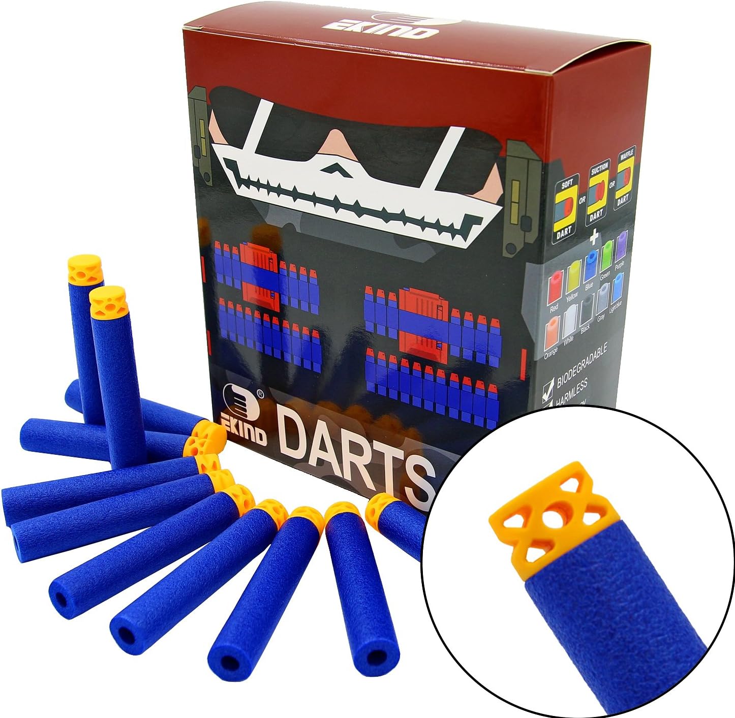 EKIND 100 Pcs 7.2cm TPR Waffles Soft Head Darts Refill Foam Bullet