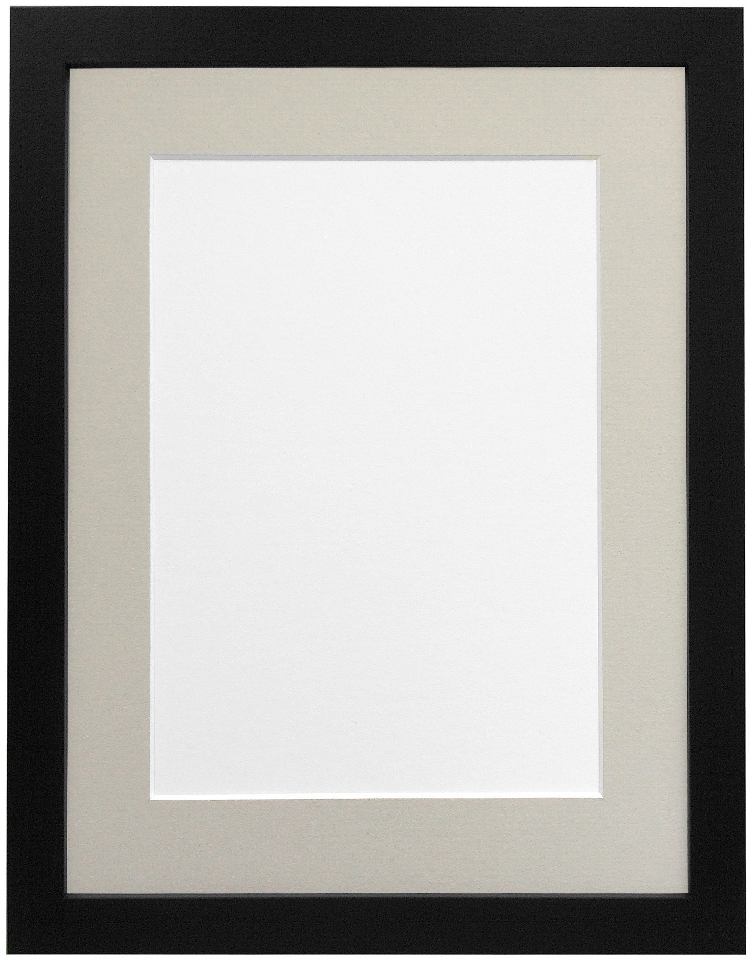 FRAMES BY POST H7 Picture Photo Frame, Wood, Black with Light Grey Mount, 12 x 10 Image Size 10 x 8 Inch