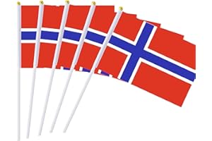 KIND GIRL 25 Pack Hand Held Small Mini Flag Norway Flag Norwegian Flag Stick Flag Round Top National Country Flags,Party Decorations Supplies For Parades,World Cup,Festival Events ,International Festival