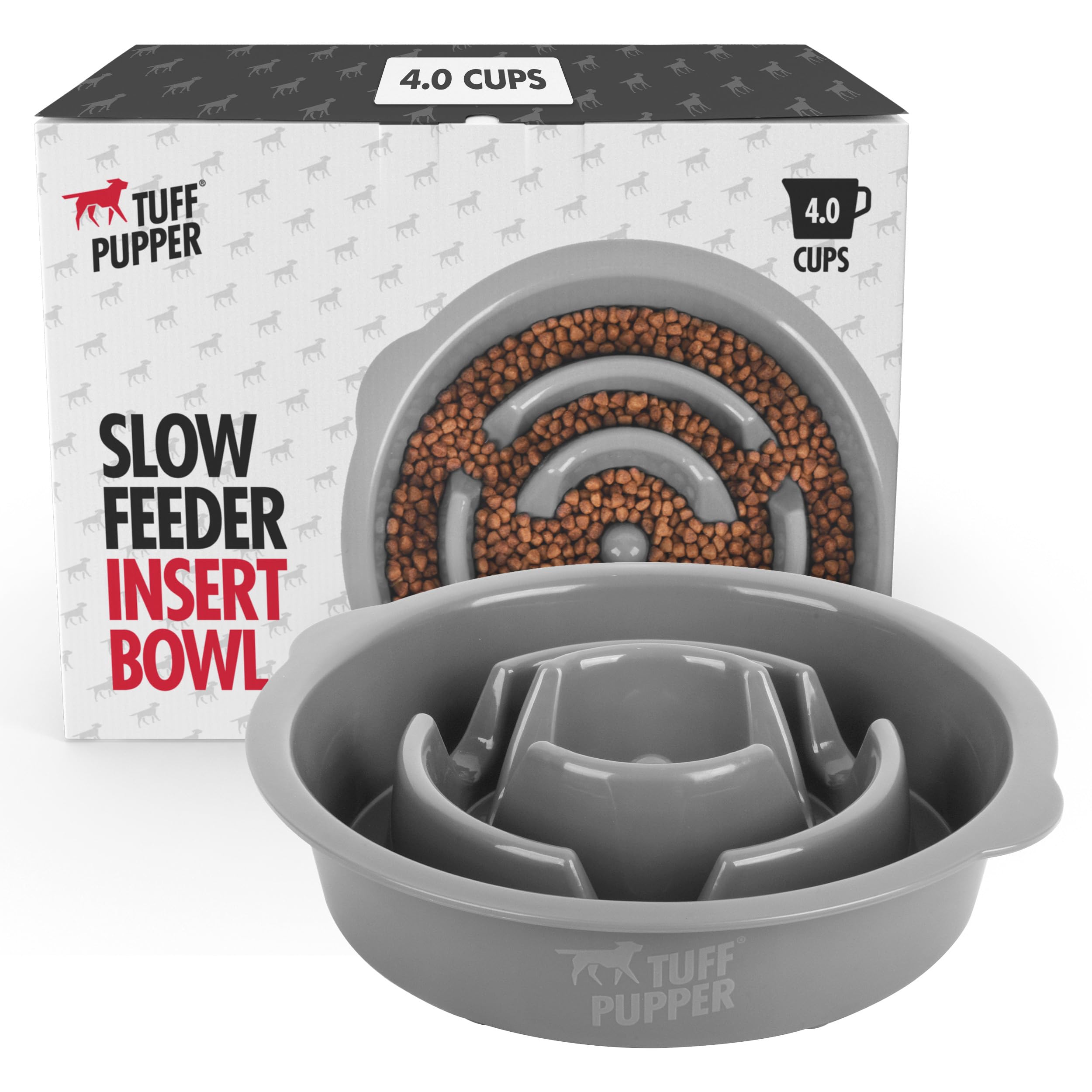 Photo 1 of Tuff Pupper Slow Feeder Insert Bowl | Puzzle Maze Slows Down Eating | Elevated Feeder Tray Bowls | Standalone Dog Bowl | Pet Bowls Insert | Easy Clean Dishwasher Safe (4 Cups - Fits 8.9-9.3 Inch Hole)