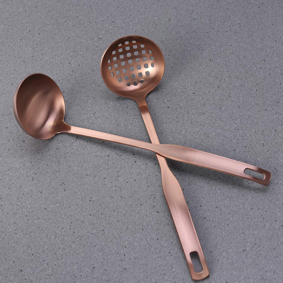 Rose Gold Bestonzon 2 Pcs Soup Spoons Hot Pot Fat Skimmer Spoon Dinner Spoons Serving Spoon Set Mesh Strainer Kitchen Dinnerware Cooking Tools Home Kitchen Cooking Dining