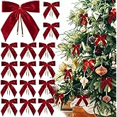 30Pcs Red Velvet Ribbon Bows Twist Tie Bows 3.5x3.5in for Christmas Tree Decorations Ornaments Wreath Baby Shower Treat Bag Gift Wrapping Crafts Xmas Candy Bags Décor