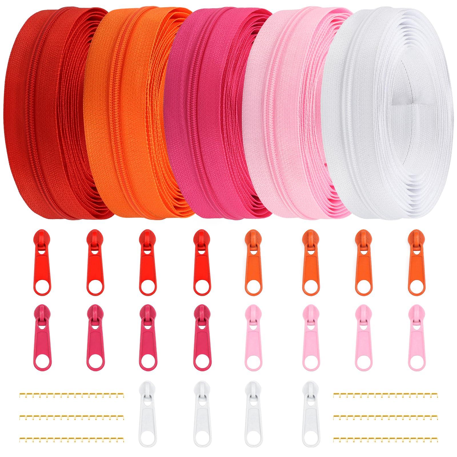 DOITEM 3 mm Zippers 14 m Nylon Endless Zip Set with Slider and Zip for Sewing and Crafts – 5 Colors — image 1