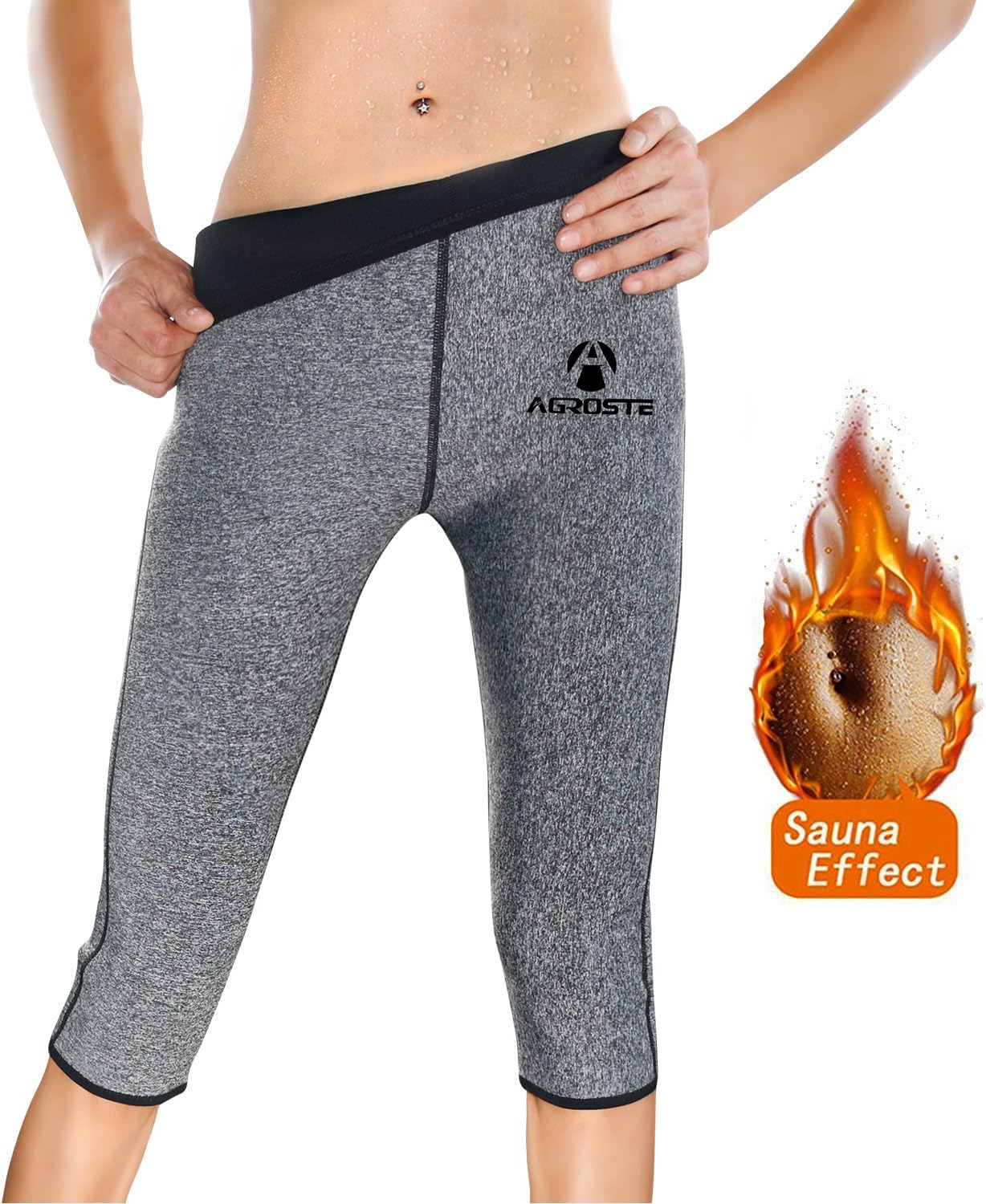 AGROSTE Women's Neoprene Sauna Slimming Pants-Fat Burning Hot Thermo Sweat Sauna Capris Leggings Shapers for Weight Loss