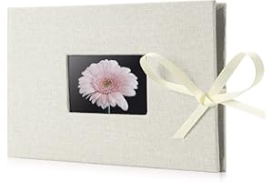 Fabmaker Small Photo Album 4x6, Picture Album Holds 24 Horizontal Photos, Linen Fabric Cover Picture Book for Photos with Front Window, Mini Brag Book Photo Books for Weddings Family Boudoir