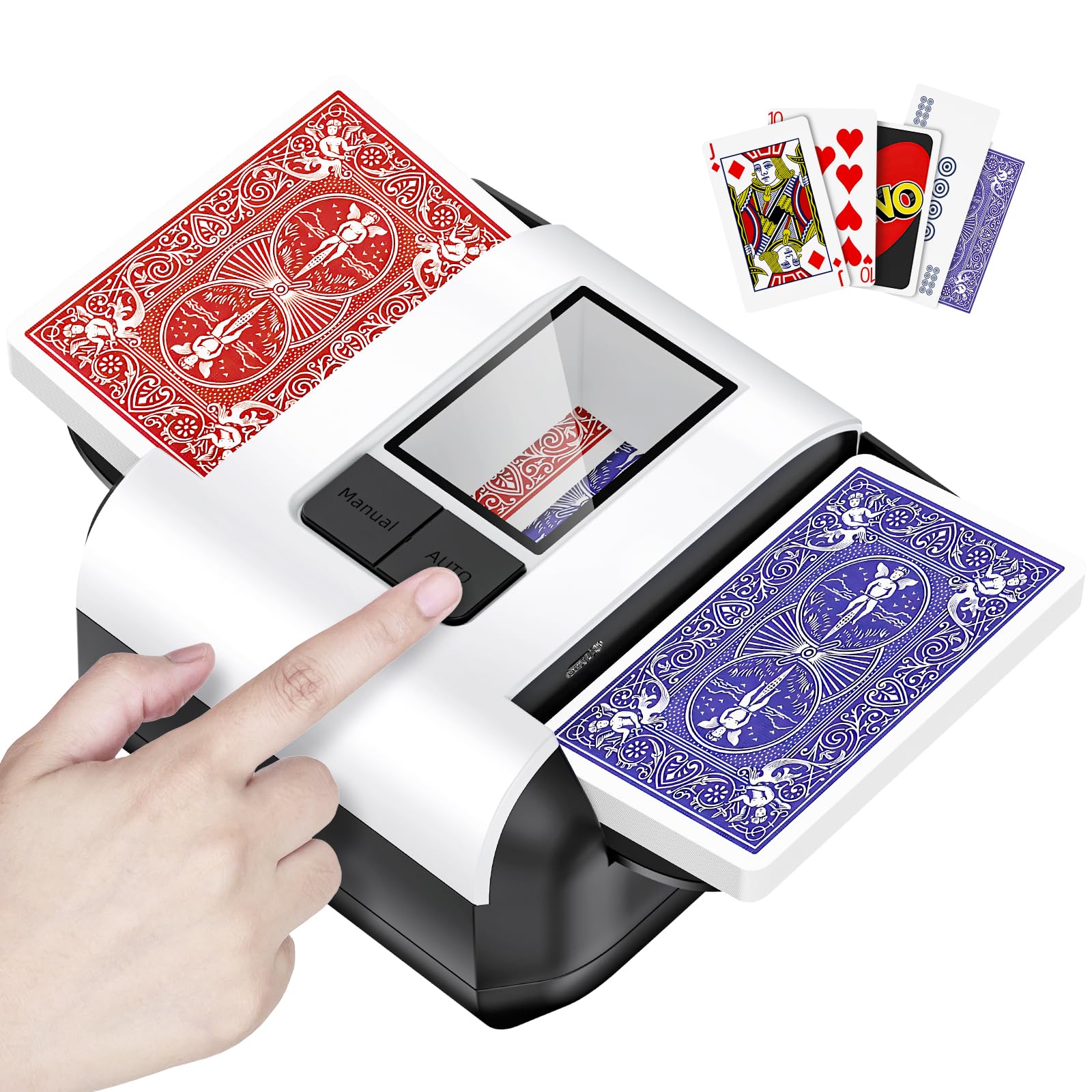 XPAW Automatic Card Shufflerfor 1-2 Decks with Dual Auto/Manual Modes, USB-C Rechargeable,Quiet Operation,Compatible with UNO,Texas Hold'emPoker All Card Types are Supported.