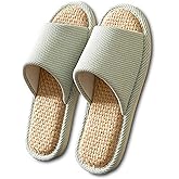 EitCaton Women And Men House Fabric Slippers Indoor And Outdoor, Non-Slip Memory Foam Open-Toe Home Shoes, Soft Bottom Linen Unisex Washable Cotton Casual