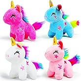 4 Pack Unicorn Stuffed Animal Plush Toys for Kids, Cute Unicorn Plushies, Kawaii Plush Toys, Small Valentines Day Stuffed Animals for Christmas Decorations, Home Decor, Kids Prizes