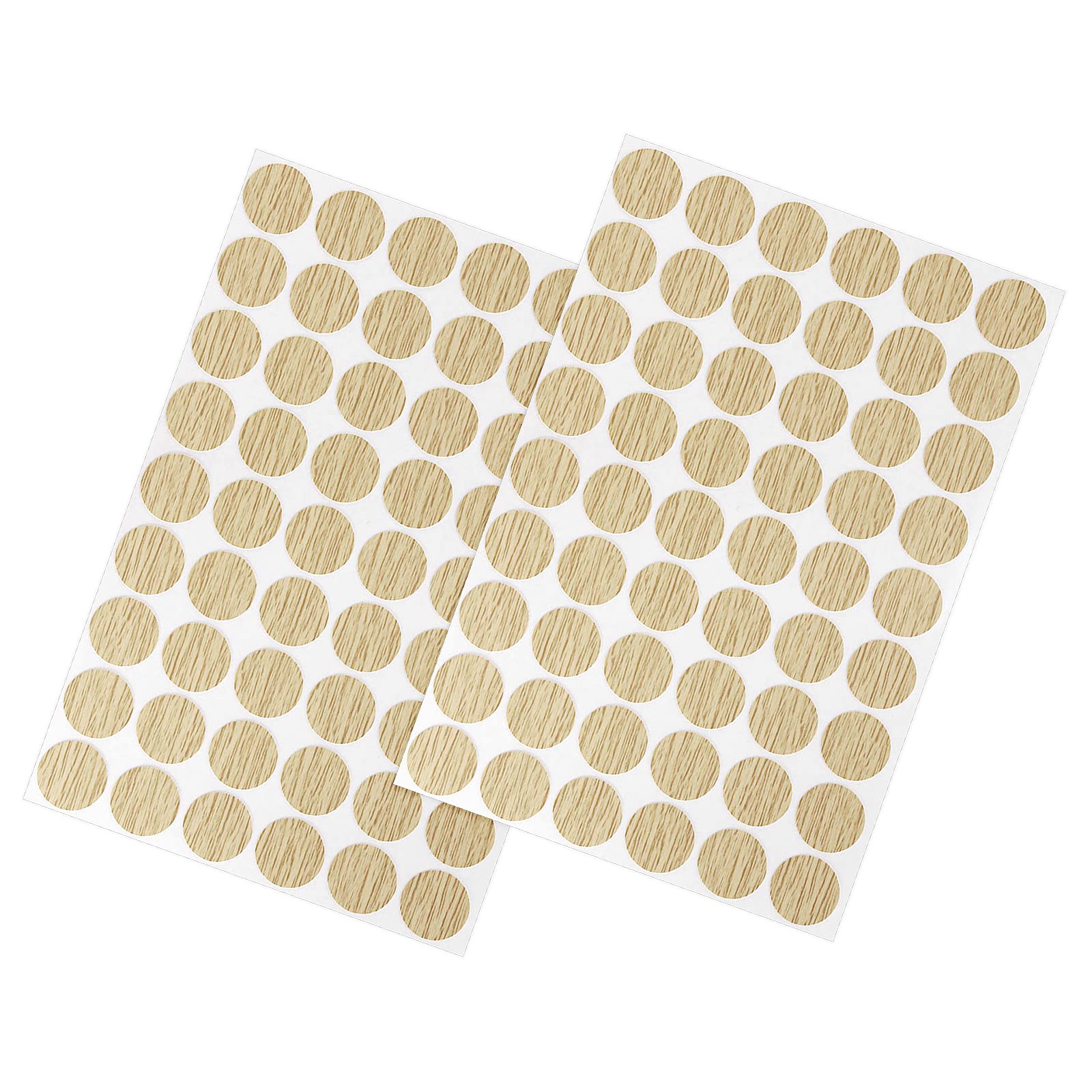 METALLIXITY Screw Hole Cover Stickers (21mm Dia) 108Pcs in 2 Sheet, PVC Shelf Peg Sealing Caps Waterproof - for Cupboard Wardrobe Furniture, Khaki with Wood Grain