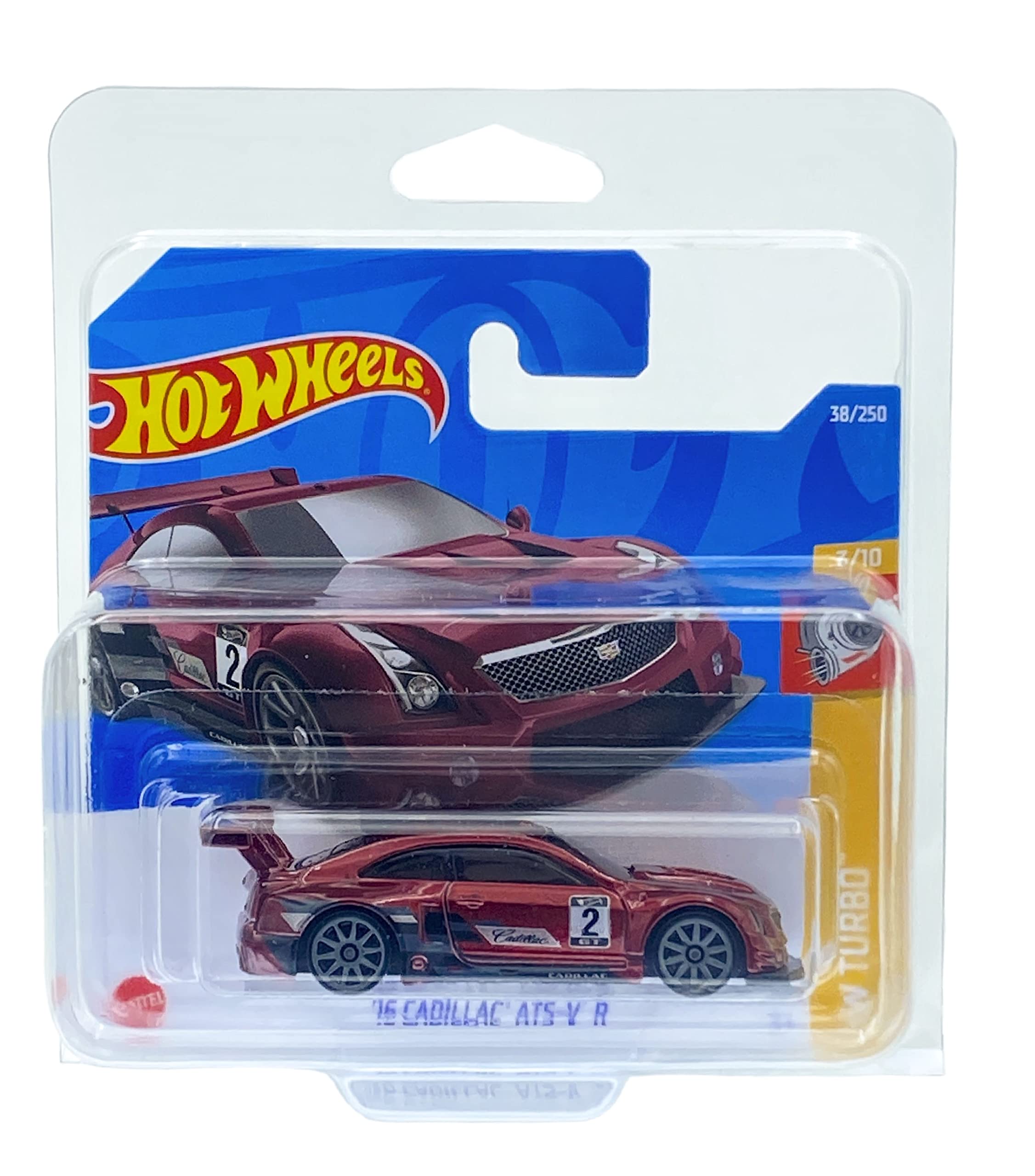 Hot Wheels '16 Cadillac ATS-V R (Red) 3/10 HW Turbo 2022 - 38/250 (Short Card) *** COMES IN A KLAS CAR KEEPER PROTECTIVE COLLECTORS CASE *** HCW49